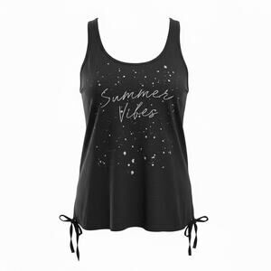 Maurices Summer Vibes Graphic Tank Top Large L Paint Splatter Side Tie